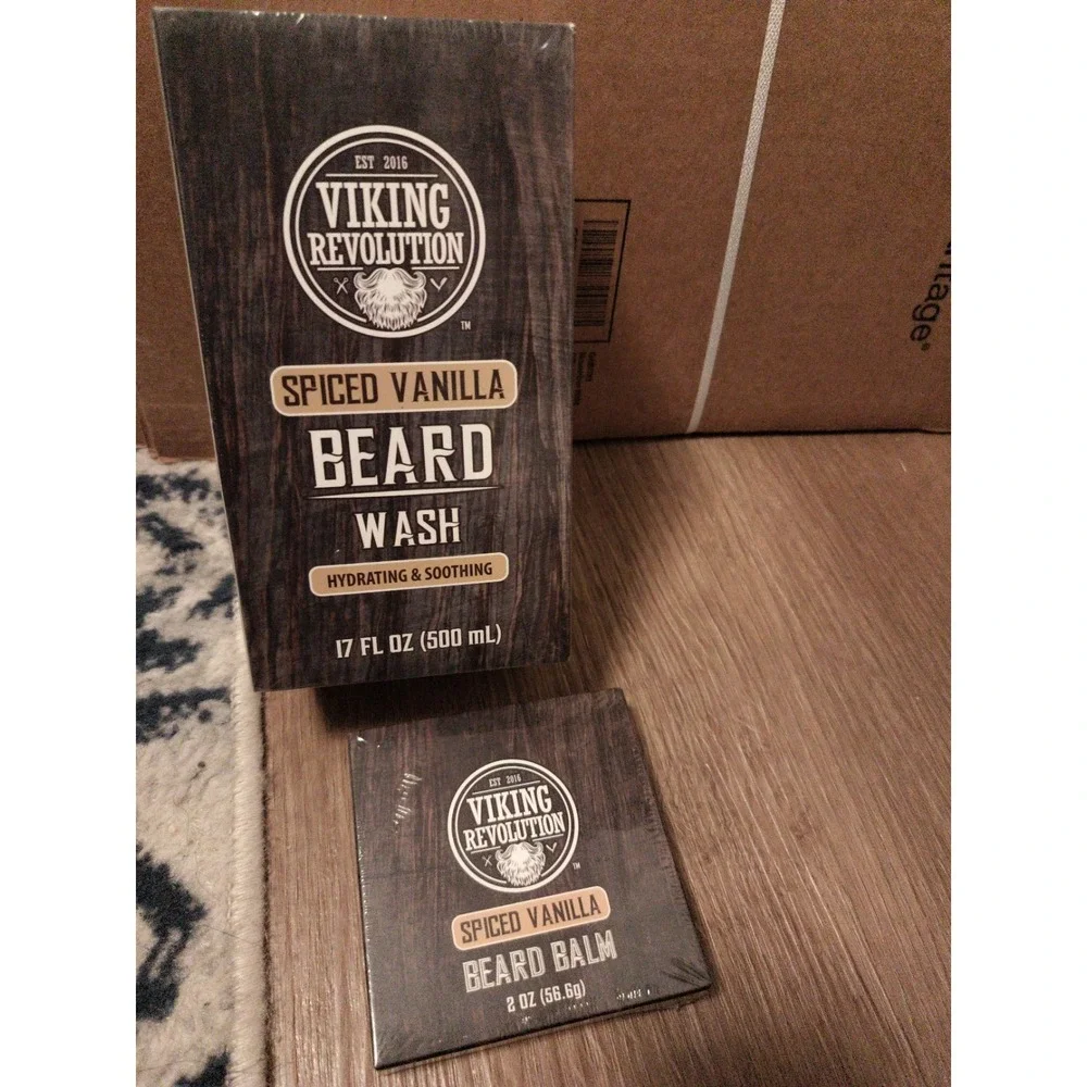Lot Of 3 Viking Revolution  Spiced Vanilla Beard Wash, Oil and Beard balm New